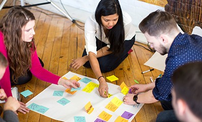 Interns collaborating on a project